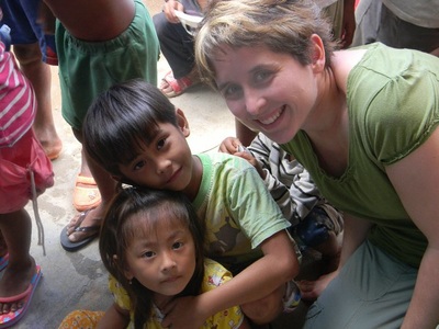 Mrs., Ruble with kids in cambodia