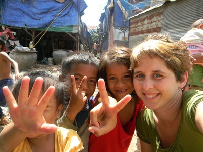 Mrs. Ruble with kids in cambodia